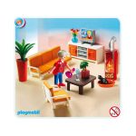 Playmobil Dukkehus dagligstue med pejs indhold