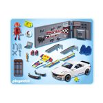 Hvid Playmobil racerbil med værksted 4365