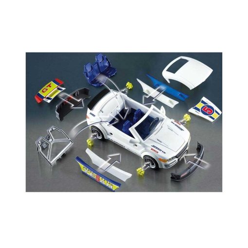 Hvid Playmobil racerbil med værksted 4365