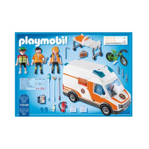 Playmobil ambulance med blinklys indhold