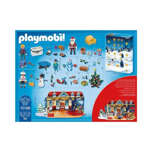 Playmobil 70188 julekalender jul i legetøjsbutikken bagside og indhold