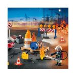 Playmobil julekalender 9486 brand på byggeplads illustration