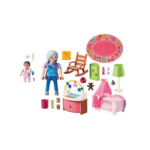 PLaymobil dukkehus børneværelse baby 70210 indhold