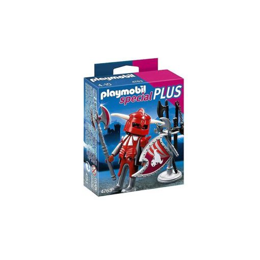Rød Playmobil ridder med våben 4763 kasse