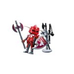 Rød Playmobil ridder med våben 4763 hvid baggrund