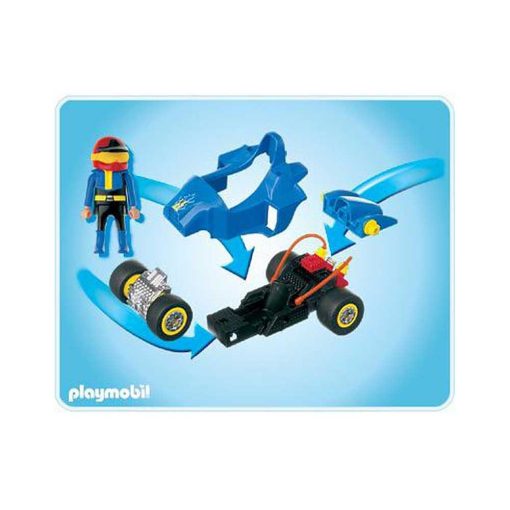 Blå Playmobil stunctcar Racerbil 4181 indhold